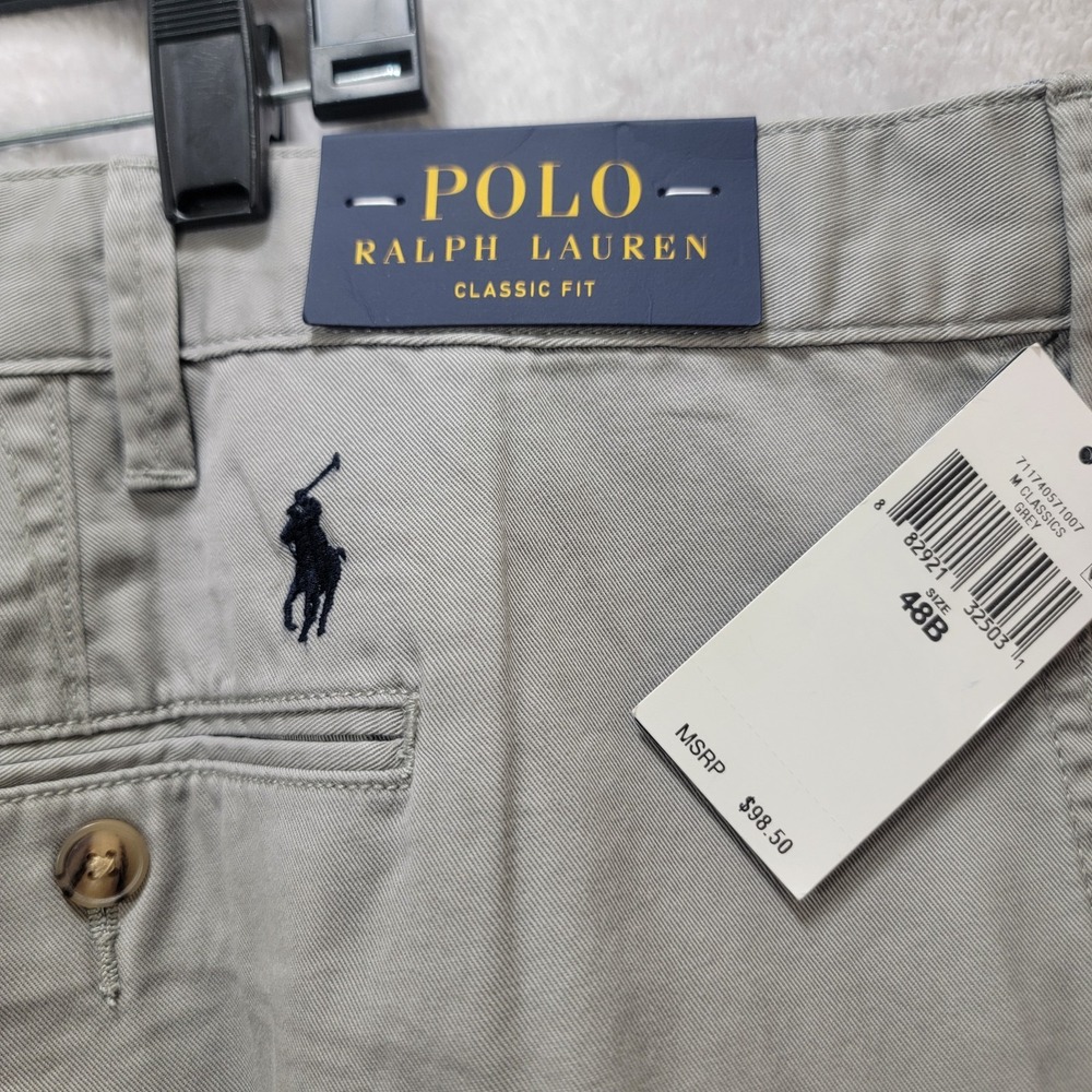NWT Polo Ralph Lauren Classic Fit Chino Cotton Twill Shorts‎ 10" Men's 48B Gray